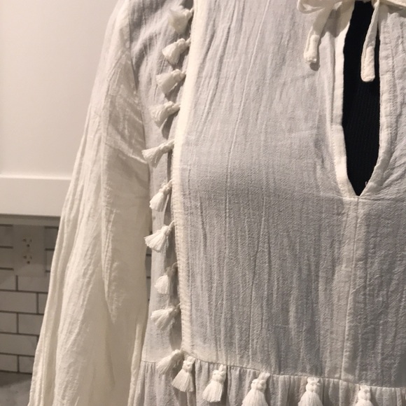 Madewell Caftan Dress Womens Medium White Laura Sheer Tiered Whimsigoth Fairy - Picture 5 of 11